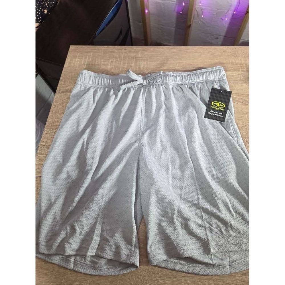Athletic Works Mens Core Mesh Shorts Soft Silver Grey set of 2 Size Large
